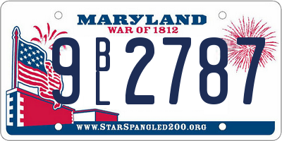 MD license plate 9BL2787
