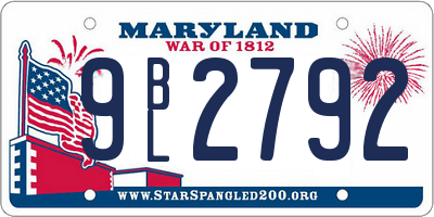 MD license plate 9BL2792