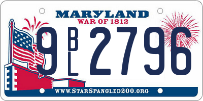 MD license plate 9BL2796