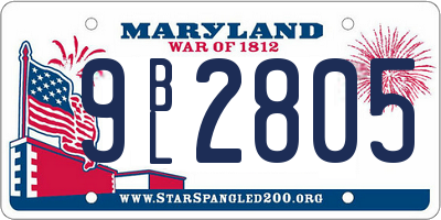 MD license plate 9BL2805
