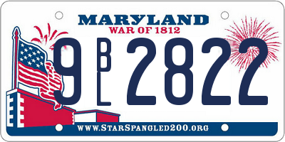 MD license plate 9BL2822