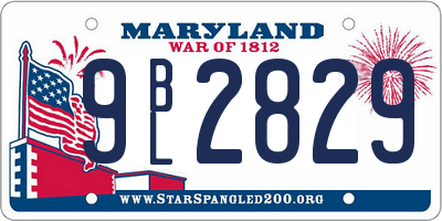 MD license plate 9BL2829