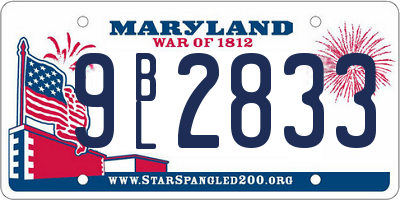 MD license plate 9BL2833