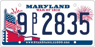 MD license plate 9BL2835