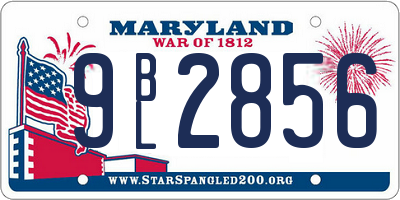 MD license plate 9BL2856