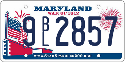 MD license plate 9BL2857