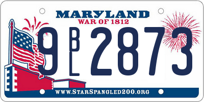 MD license plate 9BL2873