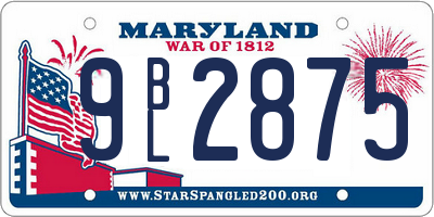MD license plate 9BL2875