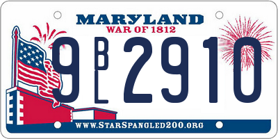 MD license plate 9BL2910