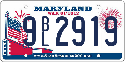 MD license plate 9BL2919