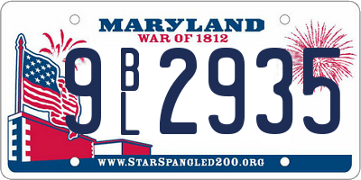 MD license plate 9BL2935