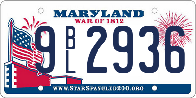 MD license plate 9BL2936