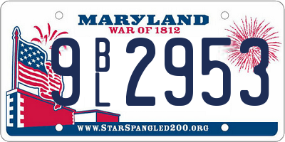 MD license plate 9BL2953