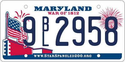 MD license plate 9BL2958