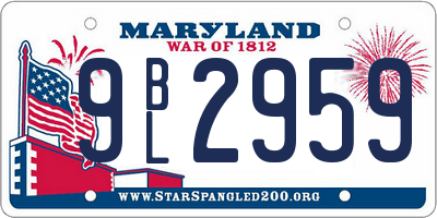 MD license plate 9BL2959