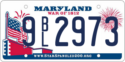 MD license plate 9BL2973