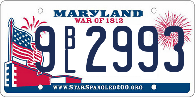 MD license plate 9BL2993