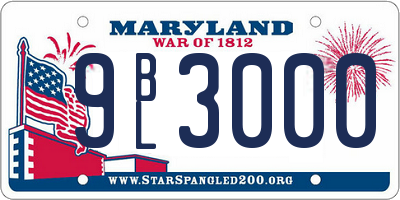 MD license plate 9BL3000