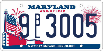 MD license plate 9BL3005