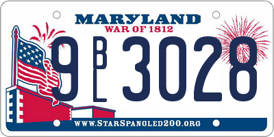 MD license plate 9BL3028
