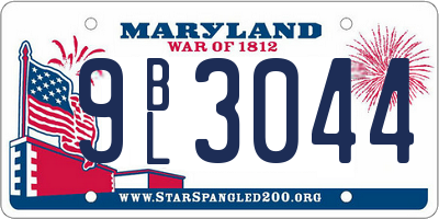 MD license plate 9BL3044