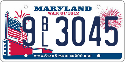 MD license plate 9BL3045