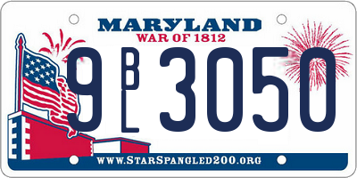 MD license plate 9BL3050