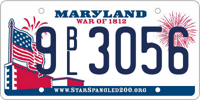 MD license plate 9BL3056