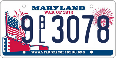 MD license plate 9BL3078