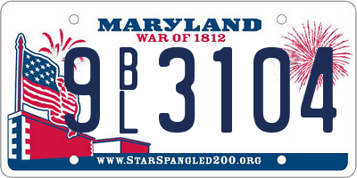 MD license plate 9BL3104