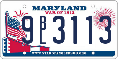 MD license plate 9BL3113