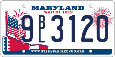 MD license plate 9BL3120