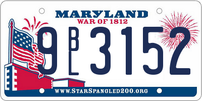 MD license plate 9BL3152