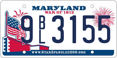 MD license plate 9BL3155