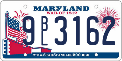 MD license plate 9BL3162