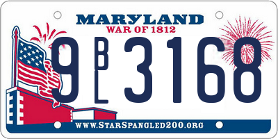 MD license plate 9BL3168