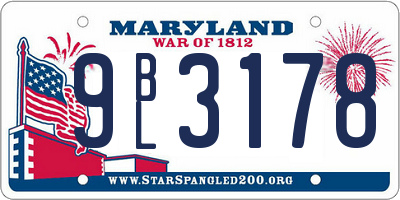 MD license plate 9BL3178