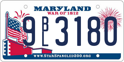 MD license plate 9BL3180