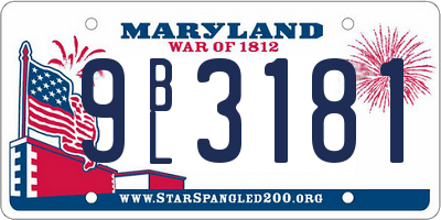 MD license plate 9BL3181