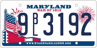 MD license plate 9BL3192