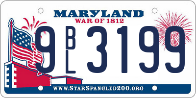 MD license plate 9BL3199