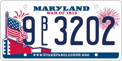 MD license plate 9BL3202
