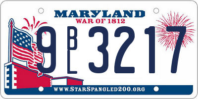MD license plate 9BL3217