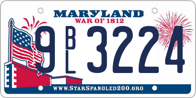 MD license plate 9BL3224