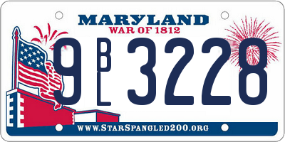 MD license plate 9BL3228