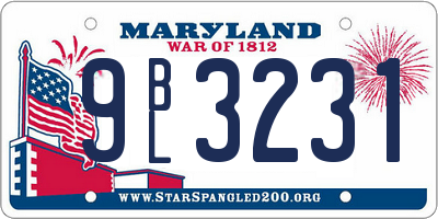 MD license plate 9BL3231