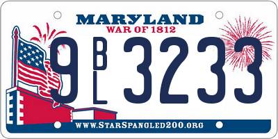 MD license plate 9BL3233