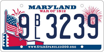 MD license plate 9BL3239
