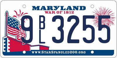 MD license plate 9BL3255