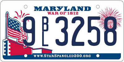 MD license plate 9BL3258